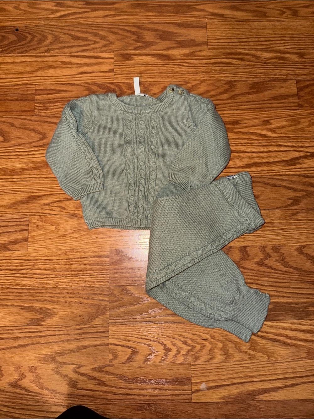 Janie and Jack Sage Cable Knit Baby Sweater & Pants